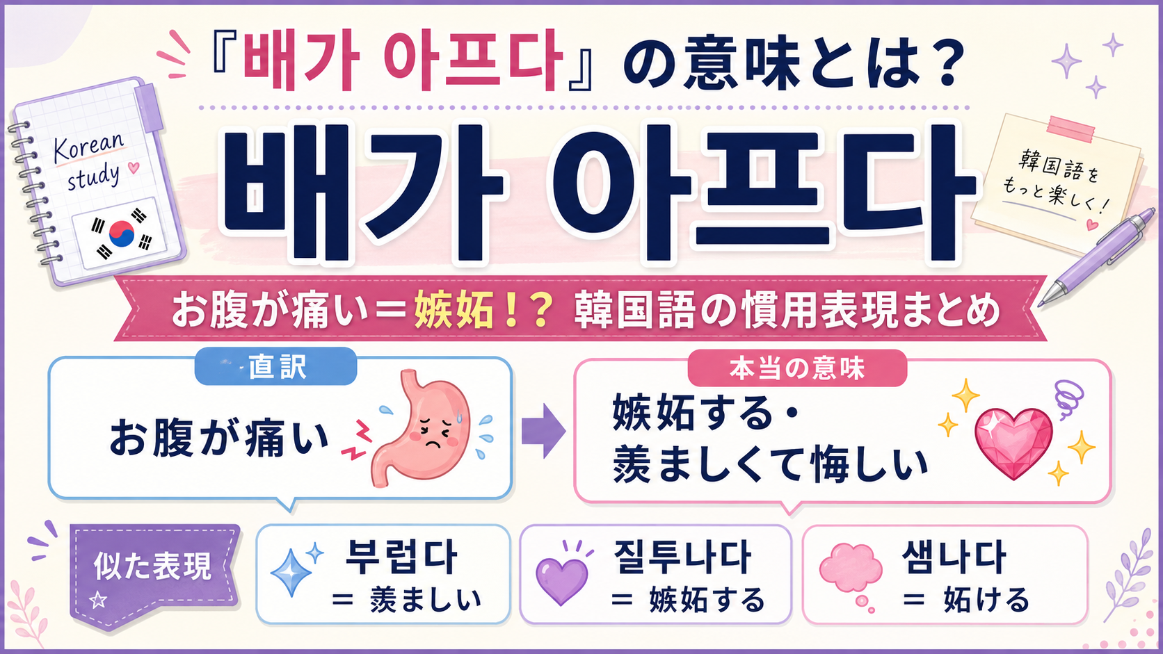 嫉妬するの韓国語アイキャッチ